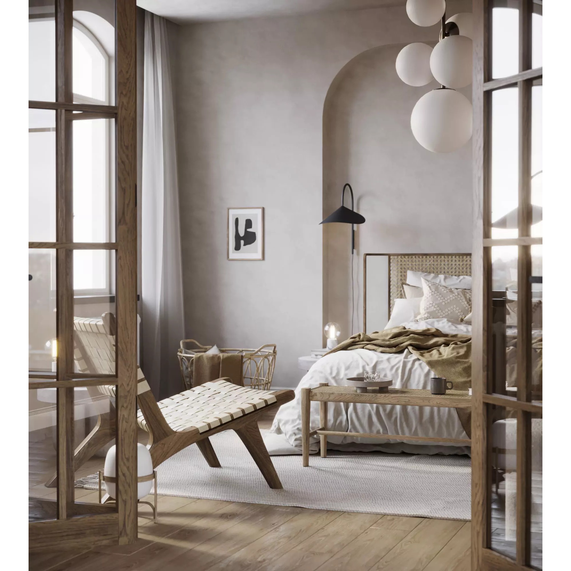 Fully Furnished Bedroom - Interior Scene 3D Model - View 2