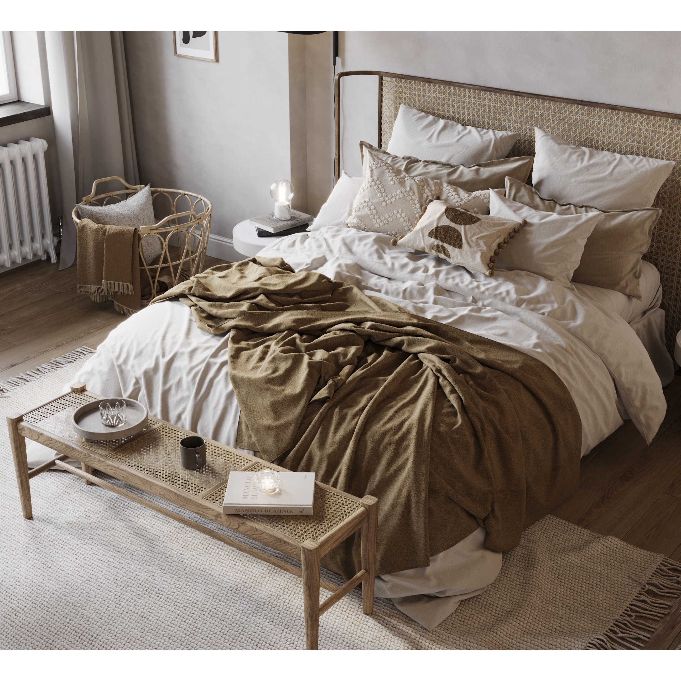 Fully Furnished Bedroom - Interior Scene 3D Model - View 3