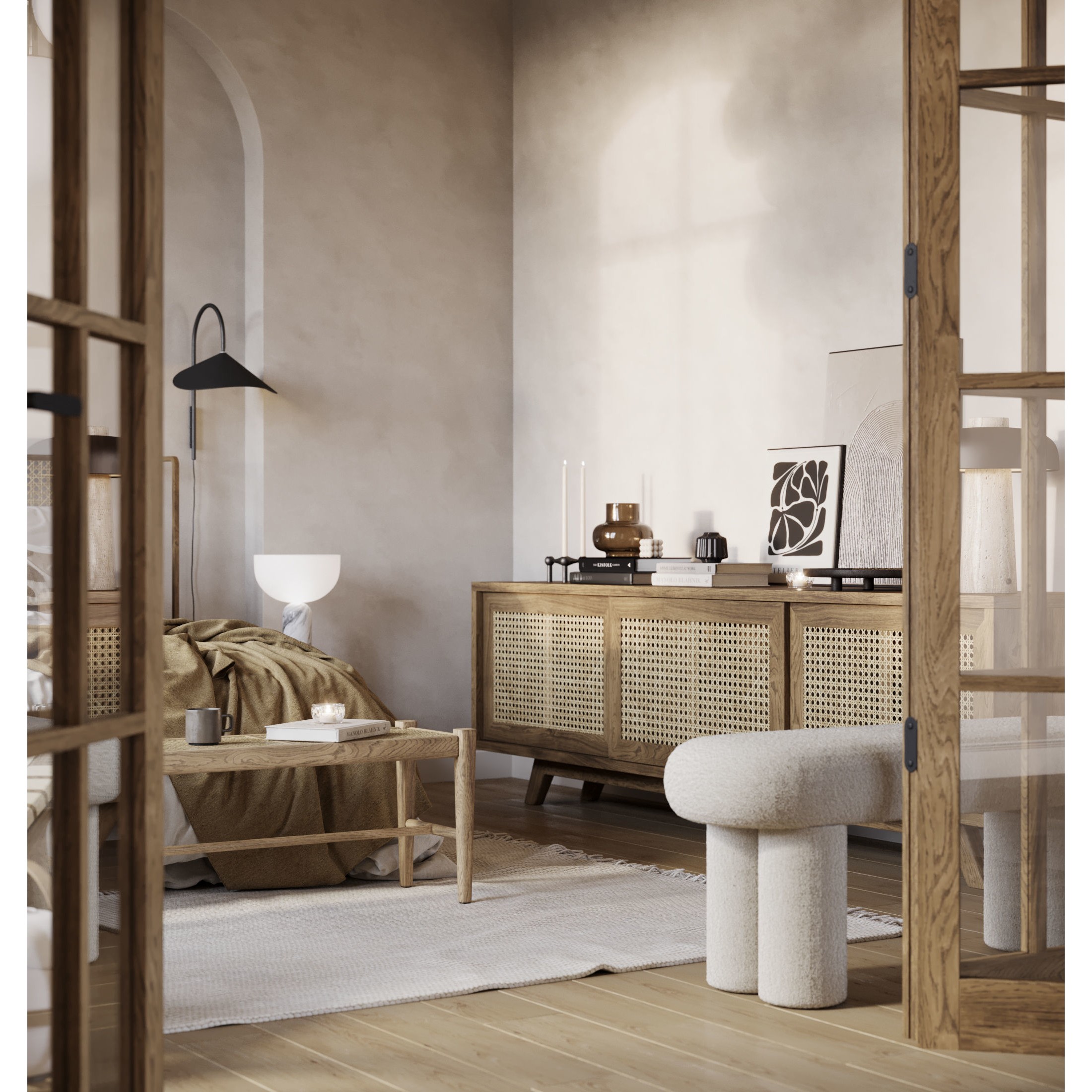 Fully Furnished Bedroom - Interior Scene 3D Model - View 7