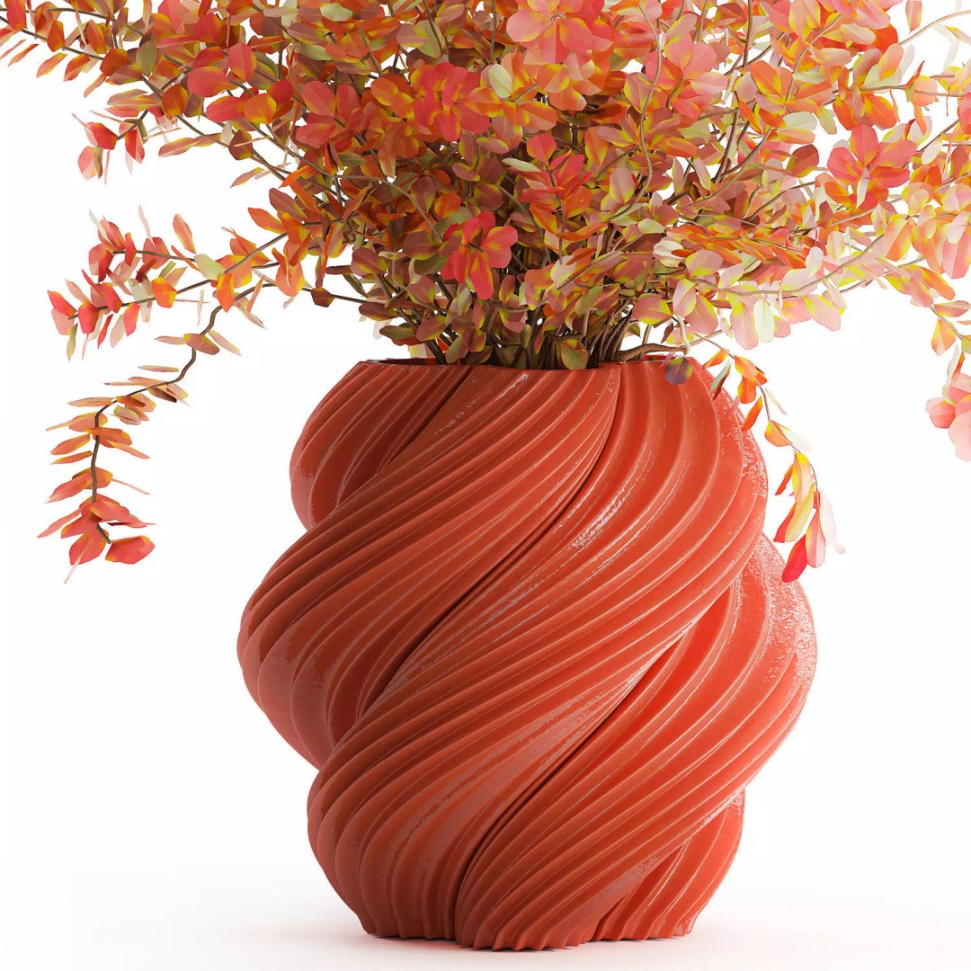 Realistic Bouquet Autumn Flowers 3D Model – Barberry Branches in Ceramic Vase - View 12