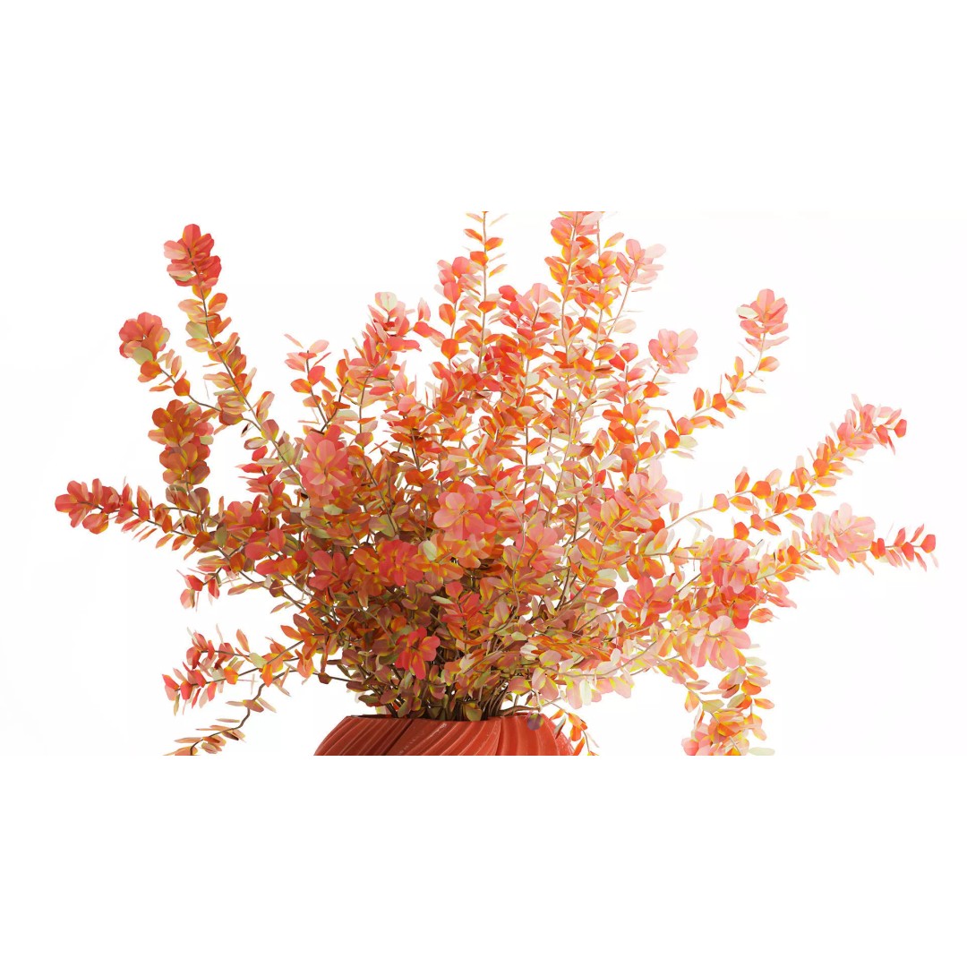 Realistic Bouquet Autumn Flowers 3D Model – Barberry Branches in Ceramic Vase - View 4