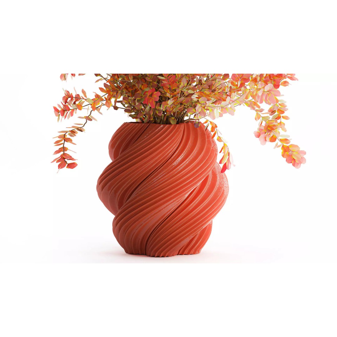 Realistic Bouquet Autumn Flowers 3D Model – Barberry Branches in Ceramic Vase - View 5