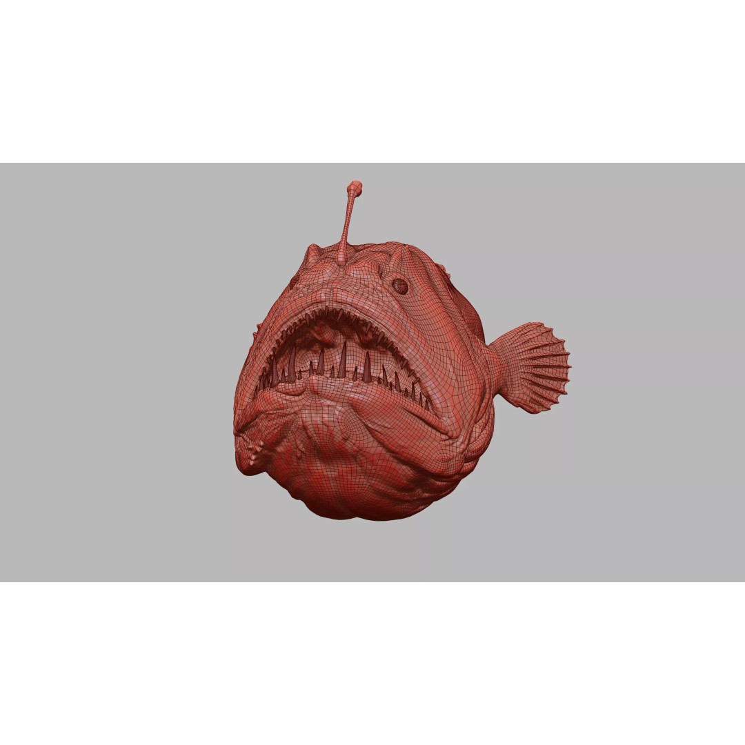 Deep Sea Anglerfish 3D Model – Low Poly Game Asset, FBX - View 34