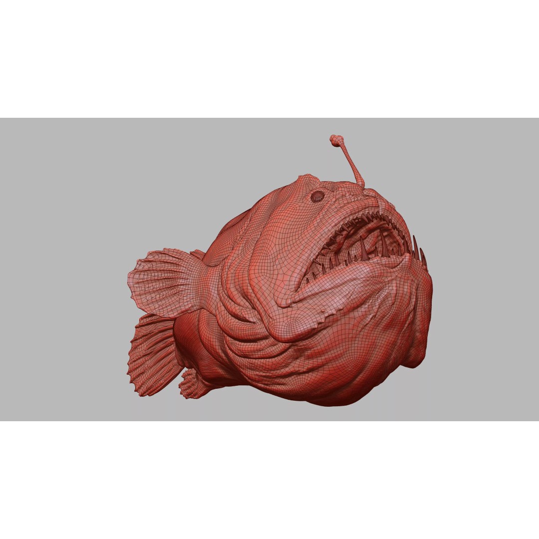 Deep Sea Anglerfish 3D Model – Low Poly Game Asset, FBX - View 43