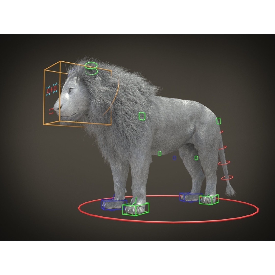 Lion The King 3D Model – High Poly Rigged Animal with Hair and Fur - View 10