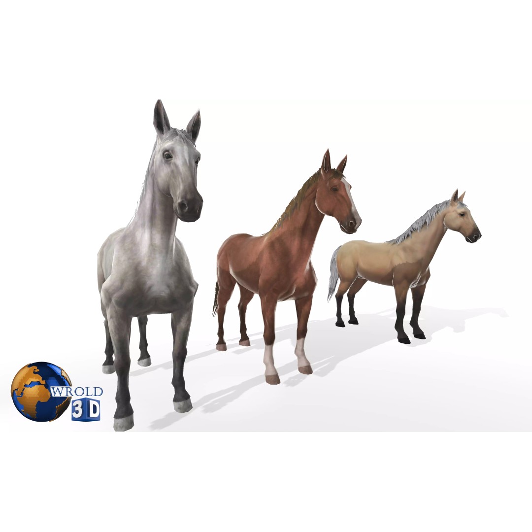 Rigged Animated Horse 3D Model – Low Poly Game Asset, FBX - View 2