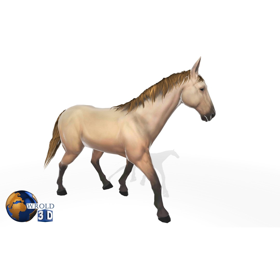 Rigged Animated Horse 3D Model – Low Poly Game Asset, FBX - View 3