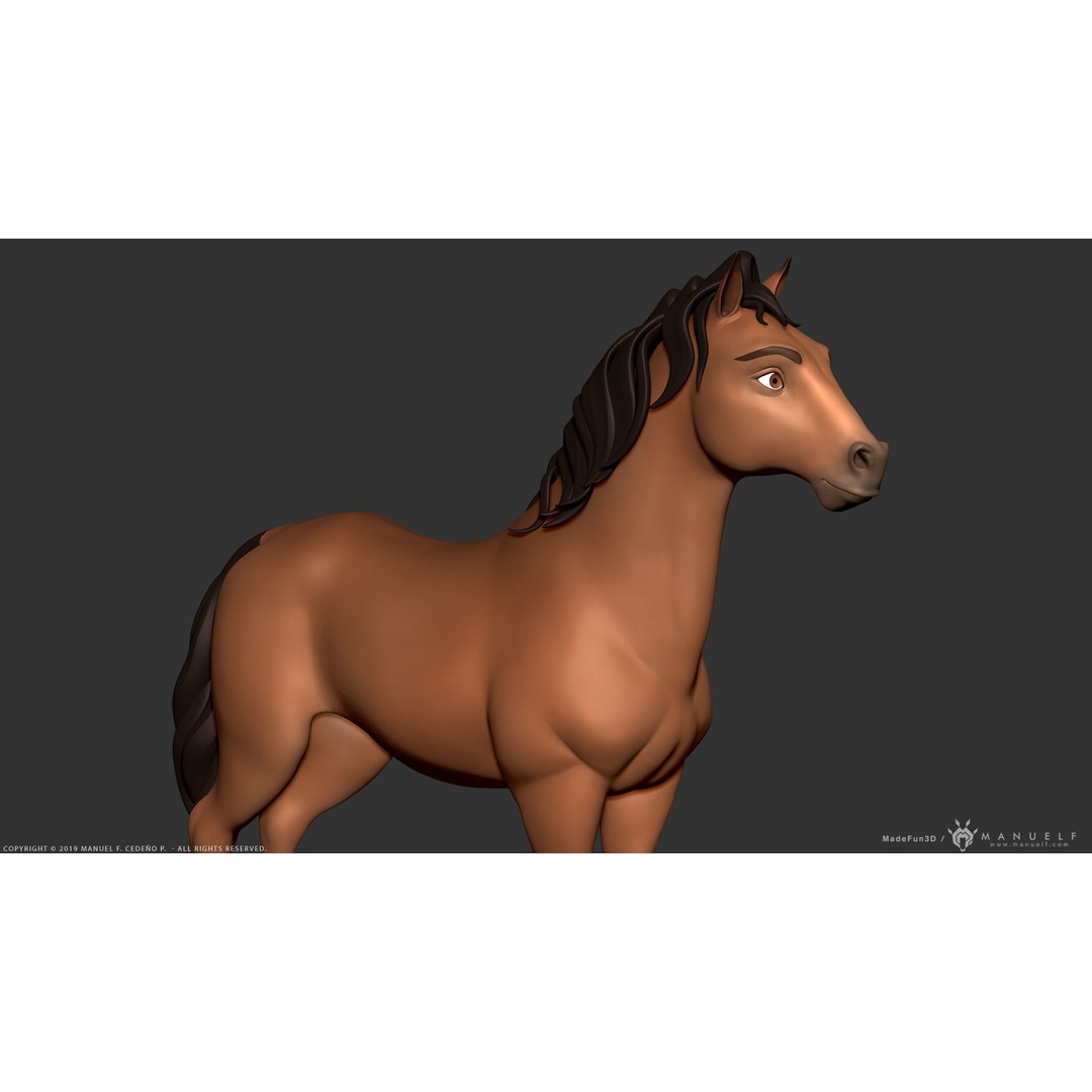 Stylized Cartoon Horse 3D Model – Low Poly Animation Asset, FBX, OBJ - View 11