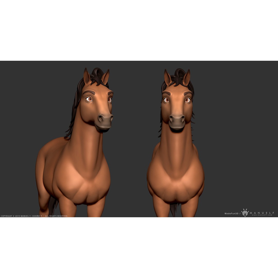 Stylized Cartoon Horse 3D Model – Low Poly Animation Asset, FBX, OBJ - View 12