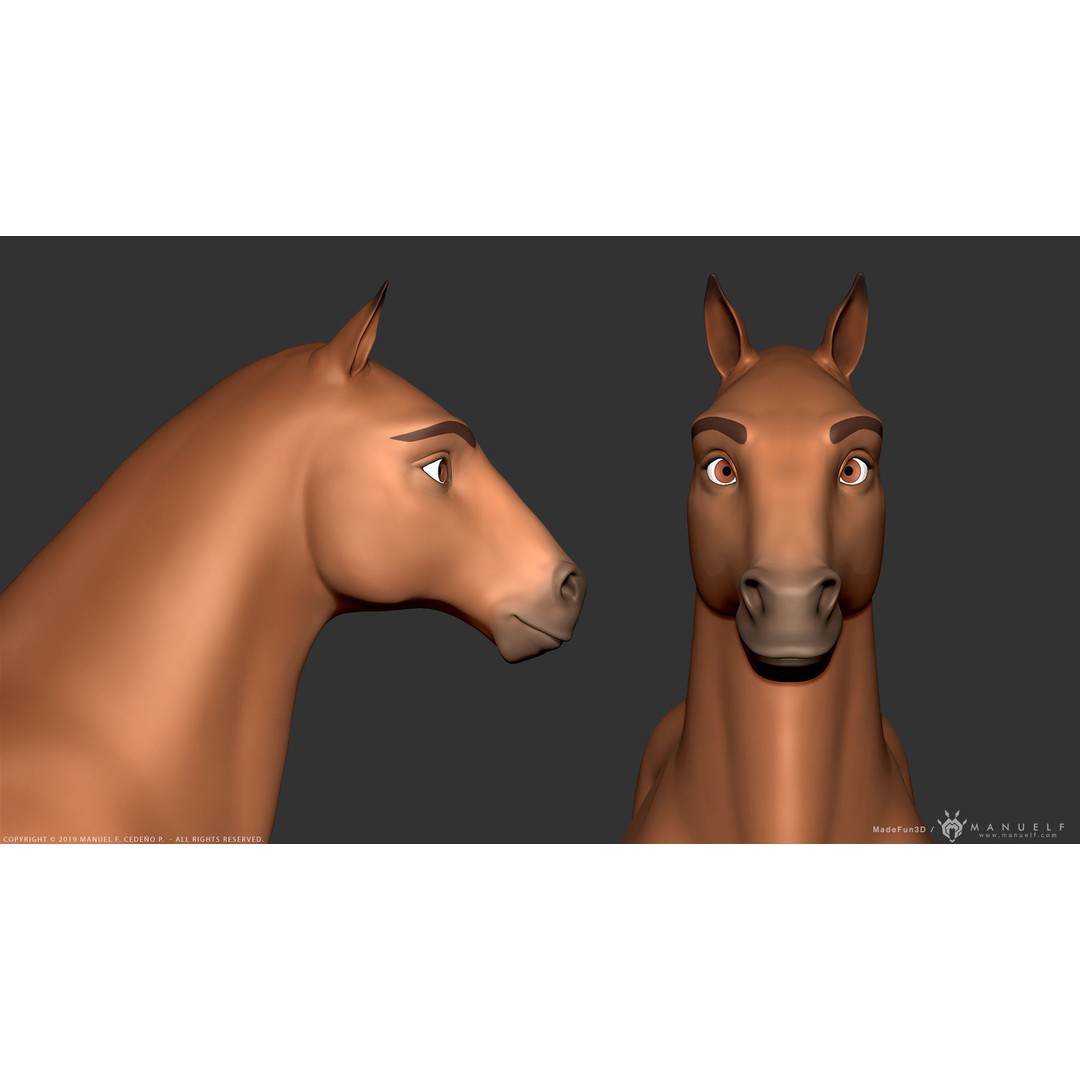 Stylized Cartoon Horse 3D Model – Low Poly Animation Asset, FBX, OBJ - View 13