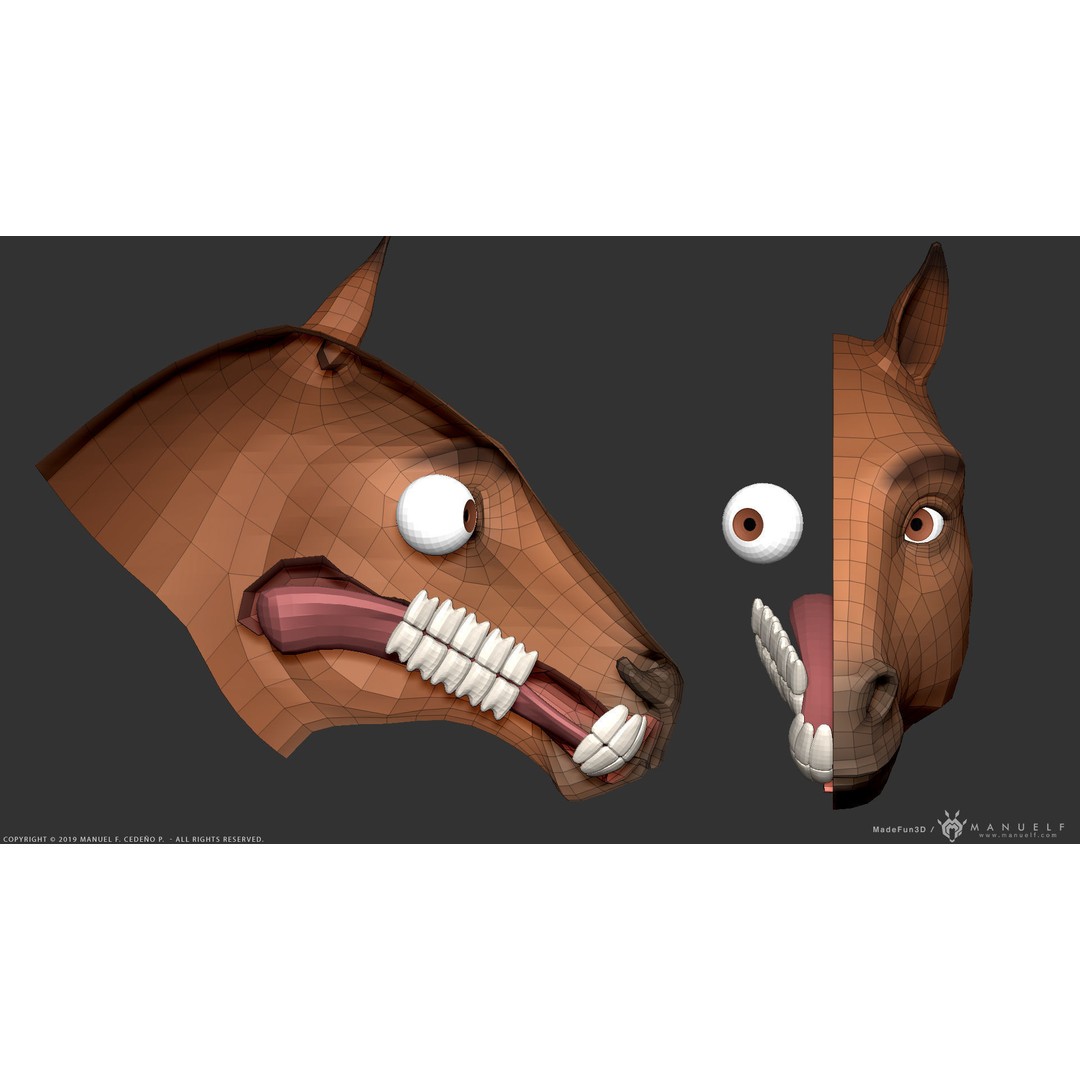 Stylized Cartoon Horse 3D Model – Low Poly Animation Asset, FBX, OBJ - View 14