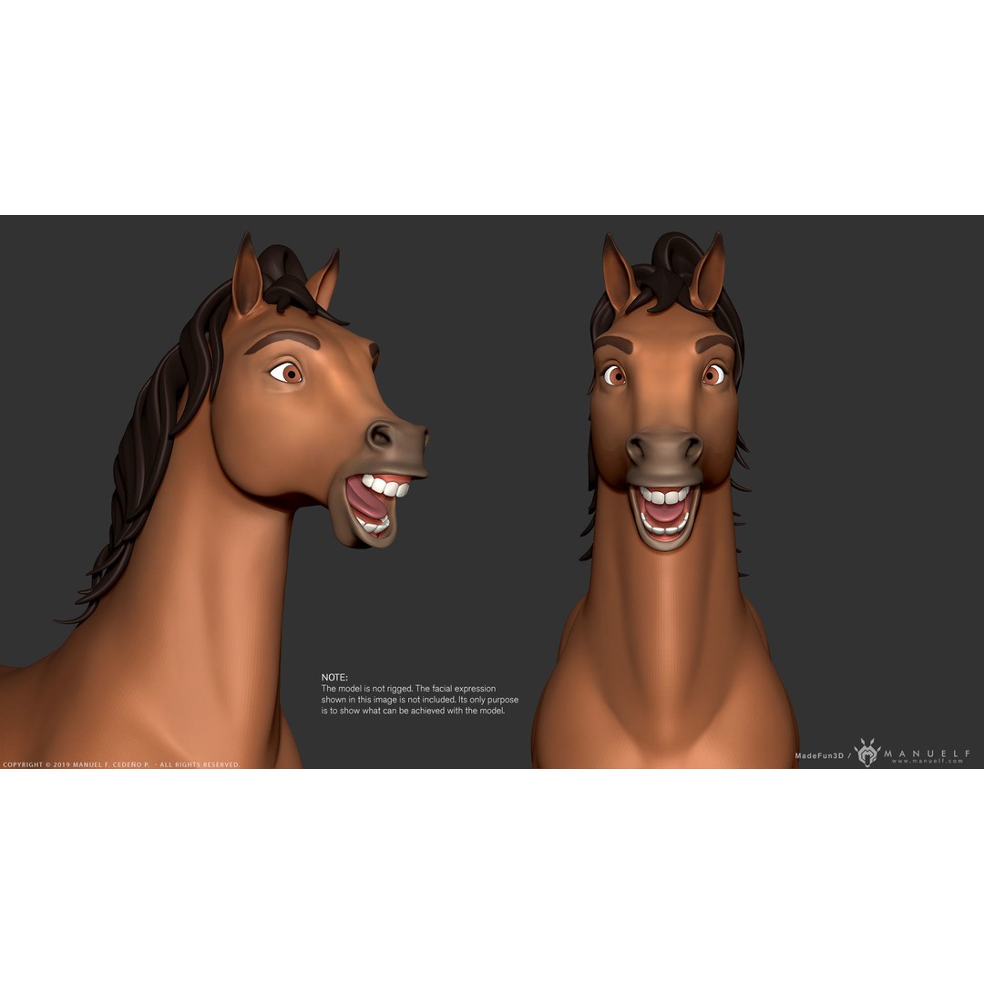 Stylized Cartoon Horse 3D Model – Low Poly Animation Asset, FBX, OBJ - View 15