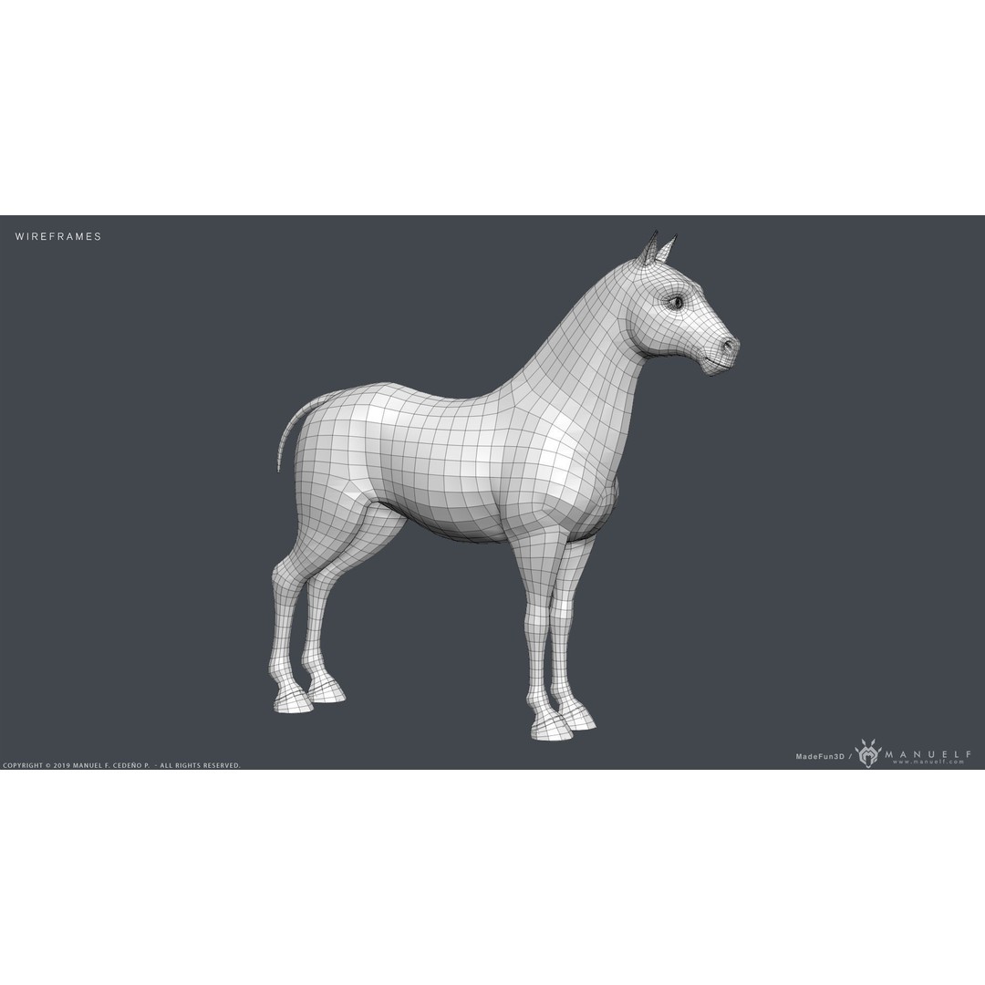 Stylized Cartoon Horse 3D Model – Low Poly Animation Asset, FBX, OBJ - View 17