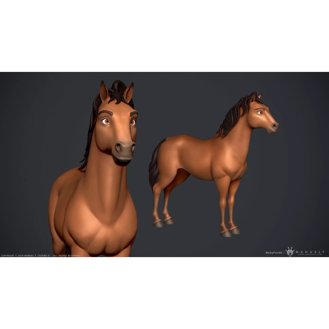 Stylized Cartoon Horse 3D Model – Low Poly Animation Asset, FBX, OBJ - View 2