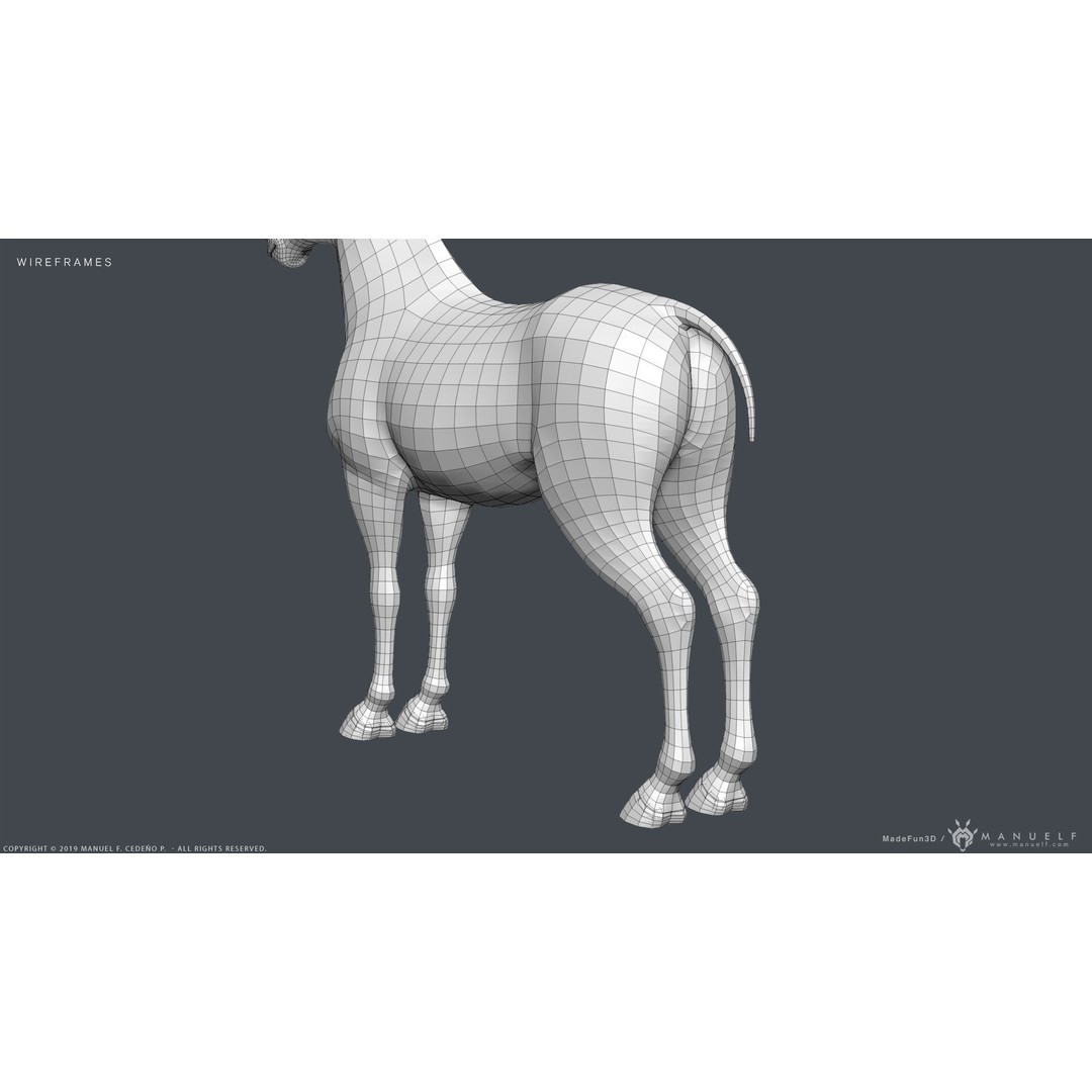 Stylized Cartoon Horse 3D Model – Low Poly Animation Asset, FBX, OBJ - View 20