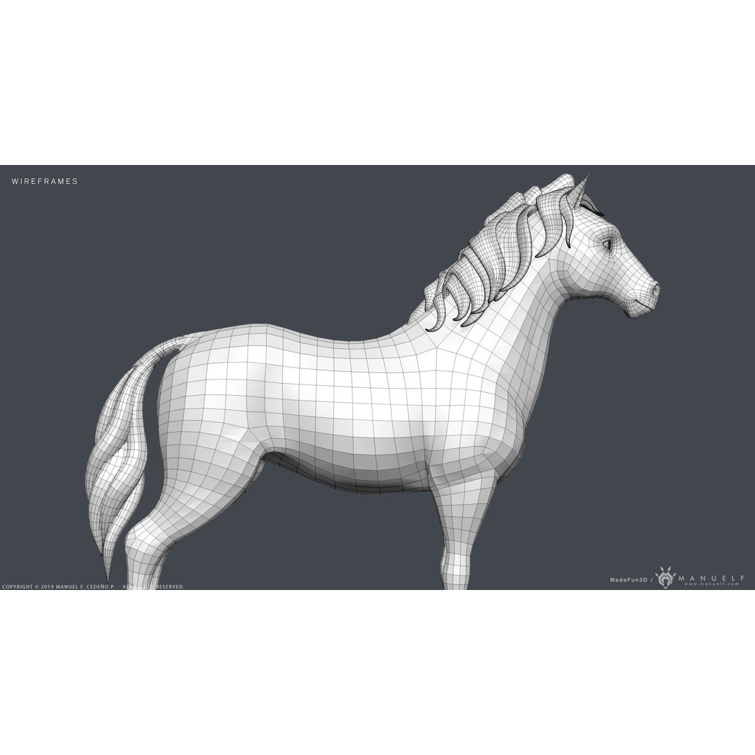 Stylized Cartoon Horse 3D Model – Low Poly Animation Asset, FBX, OBJ - View 24