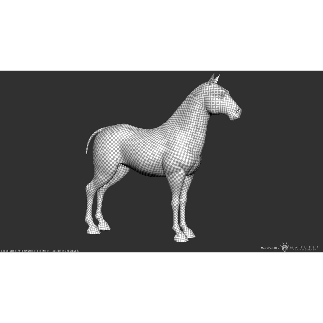 Stylized Cartoon Horse 3D Model – Low Poly Animation Asset, FBX, OBJ - View 29