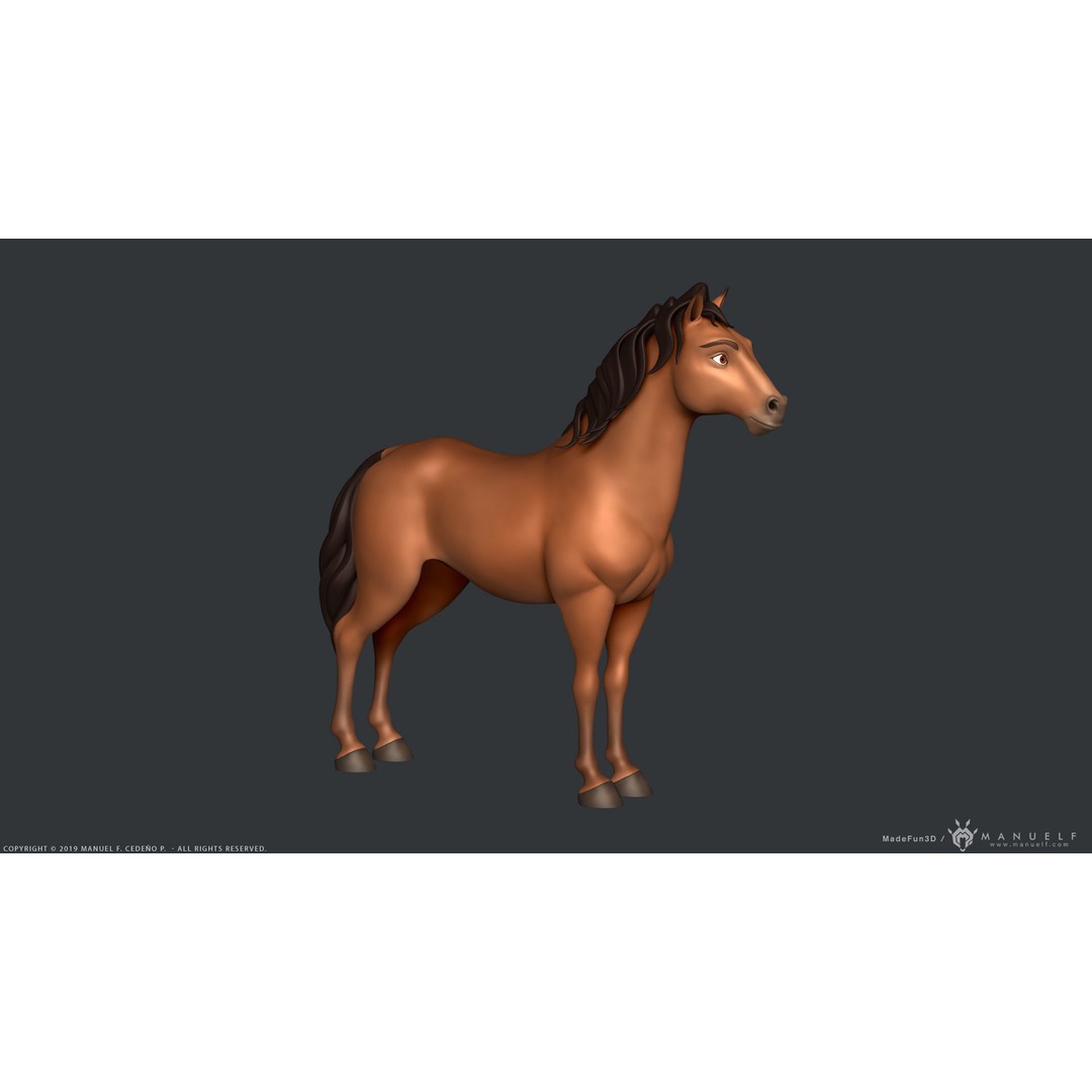 Stylized Cartoon Horse 3D Model – Low Poly Animation Asset, FBX, OBJ - View 3