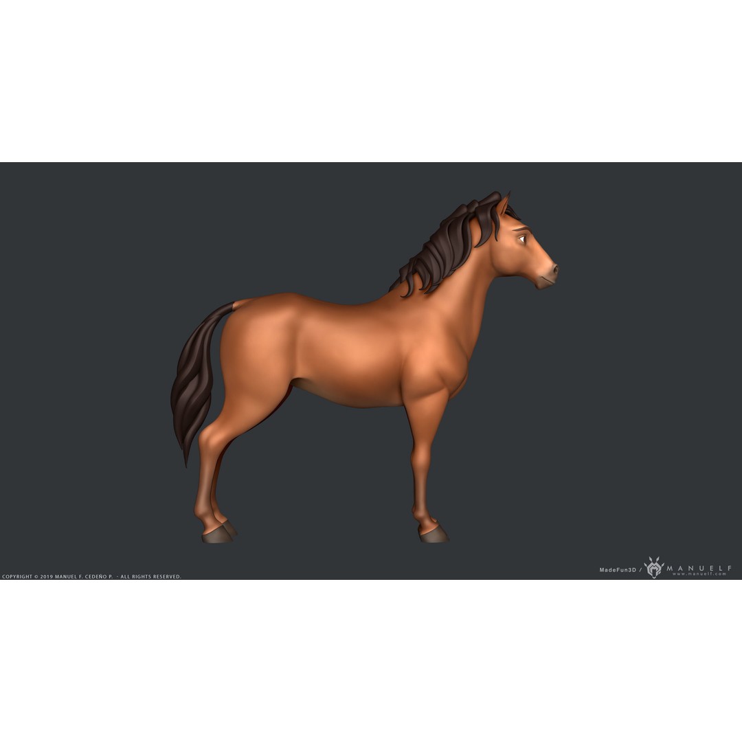 Stylized Cartoon Horse 3D Model – Low Poly Animation Asset, FBX, OBJ - View 4