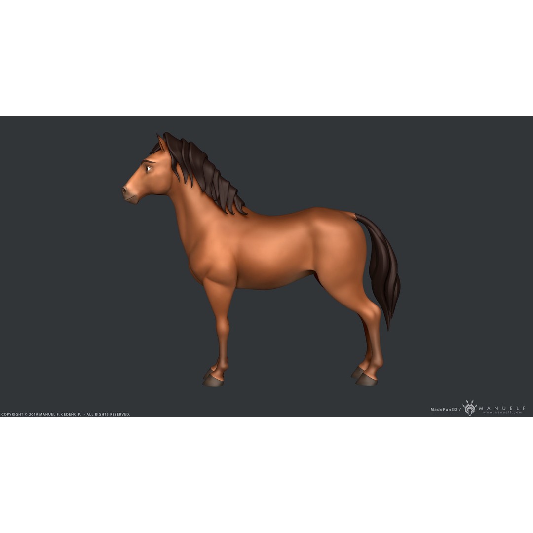 Stylized Cartoon Horse 3D Model – Low Poly Animation Asset, FBX, OBJ - View 5