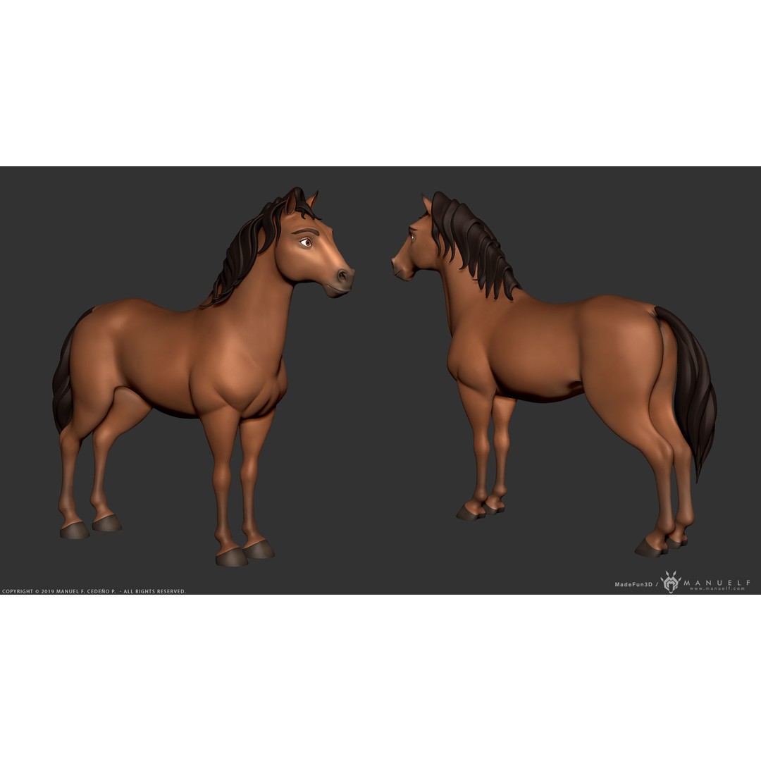 Stylized Cartoon Horse 3D Model – Low Poly Animation Asset, FBX, OBJ - View 6