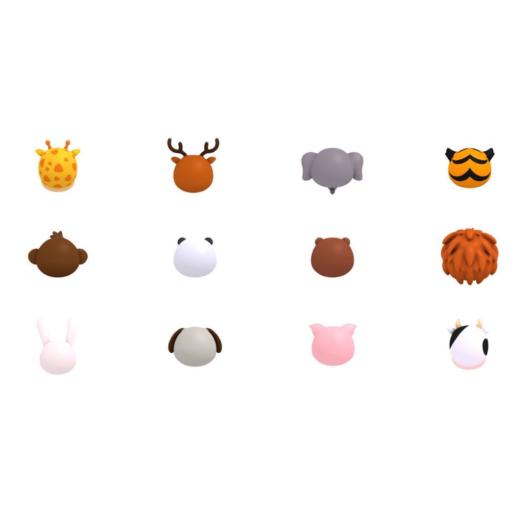 Cartoon Animal Head Pack 3D Model – Low Poly Game Asset, FBX/OBJ - View 17