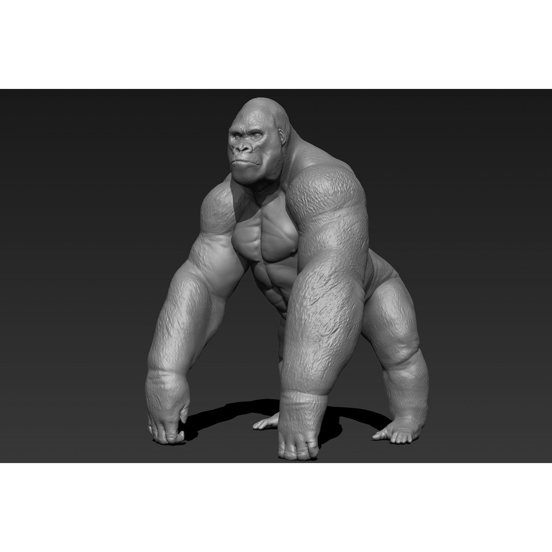 Gorilla 3D Model – High Poly Print Ready ZBrush Asset, OBJ & STL - View 10