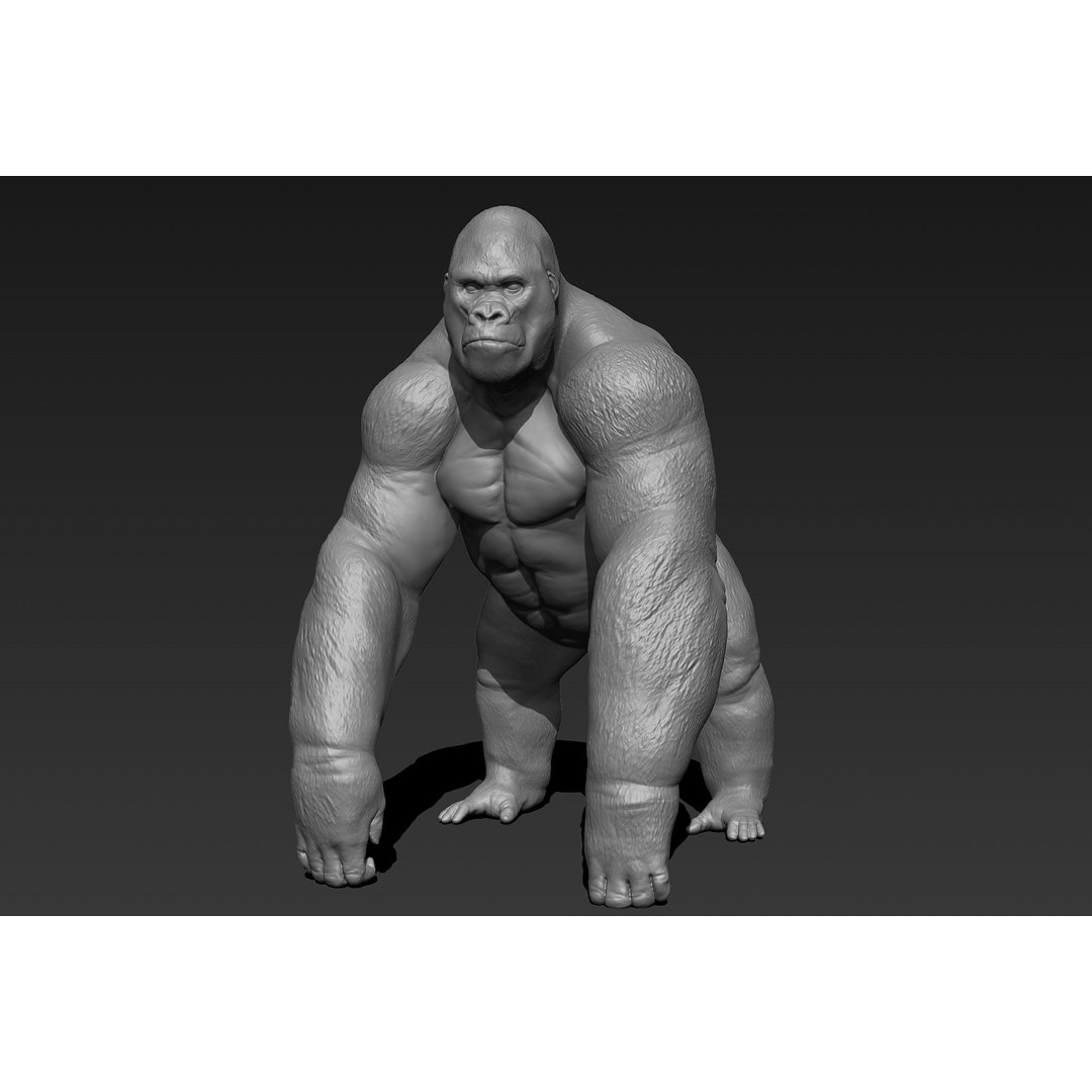 Gorilla 3D Model – High Poly Print Ready ZBrush Asset, OBJ & STL - View 3