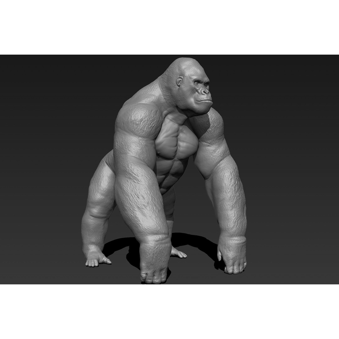 Gorilla 3D Model – High Poly Print Ready ZBrush Asset, OBJ & STL - View 4