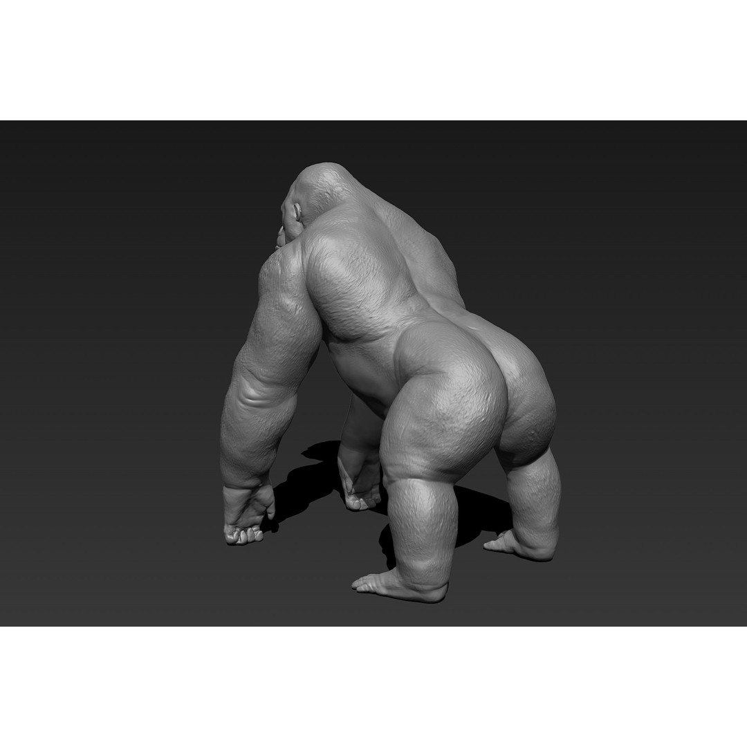 Gorilla 3D Model – High Poly Print Ready ZBrush Asset, OBJ & STL - View 5