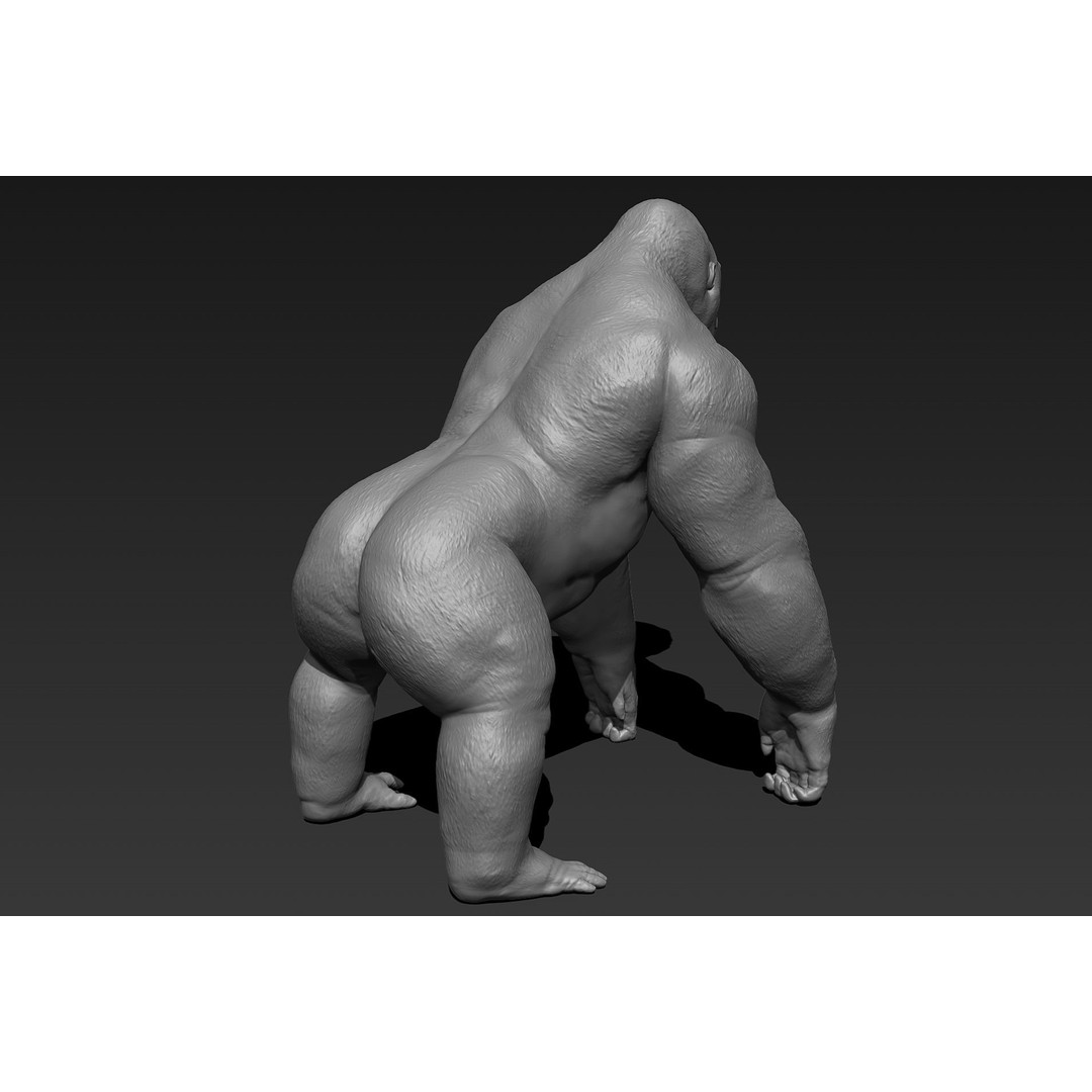 Gorilla 3D Model – High Poly Print Ready ZBrush Asset, OBJ & STL - View 6