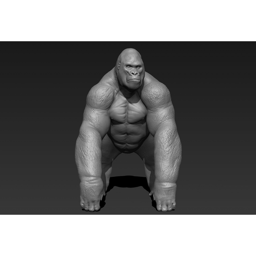 Gorilla 3D Model – High Poly Print Ready ZBrush Asset, OBJ & STL - View 9