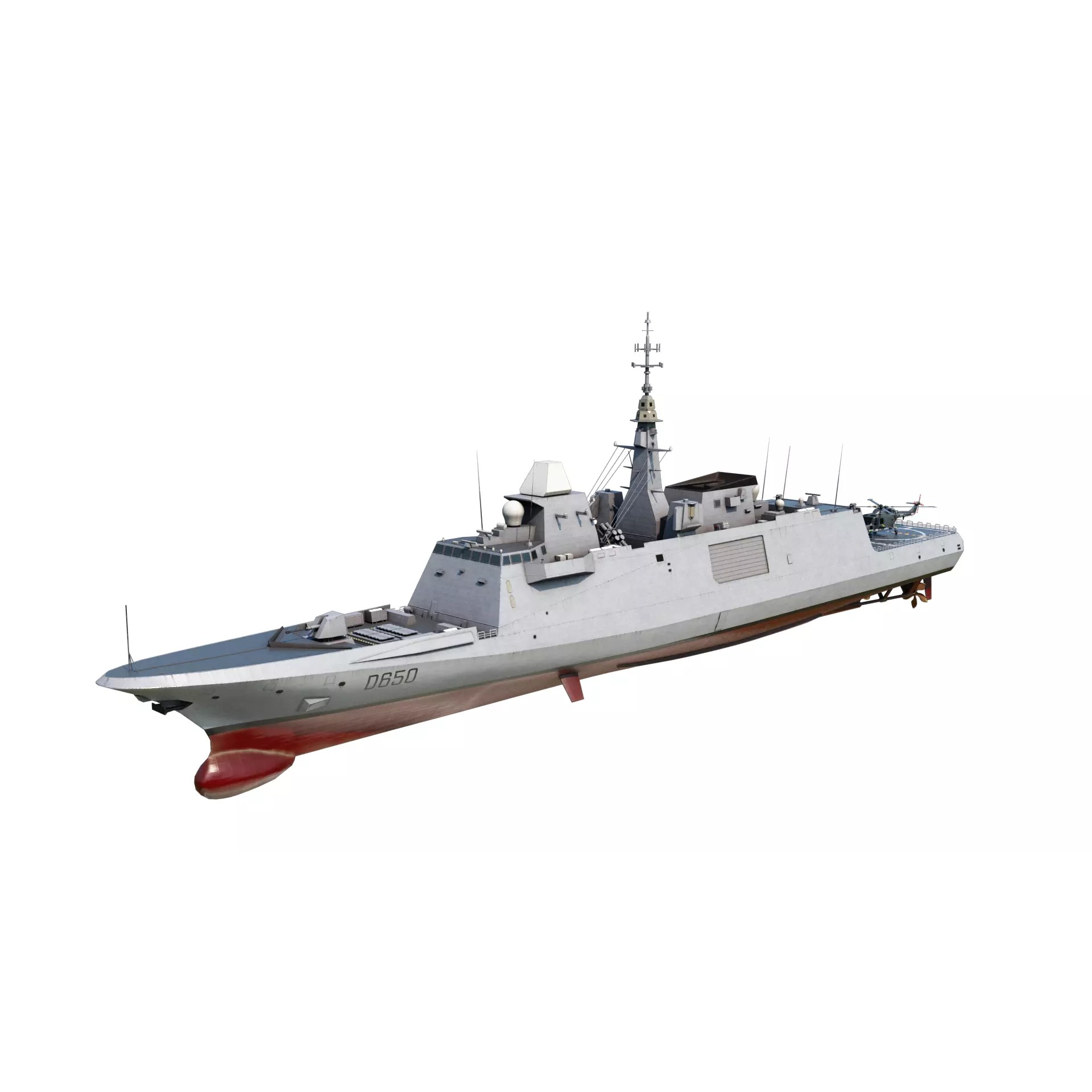 FREMM Class Frigate - Low-Poly Game-Ready 3D Model - View 3