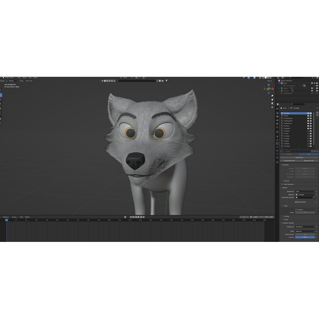 Kovu Wolf 3D Model – Rigged Character with Fur, Blender, FBX, OBJ - View 63