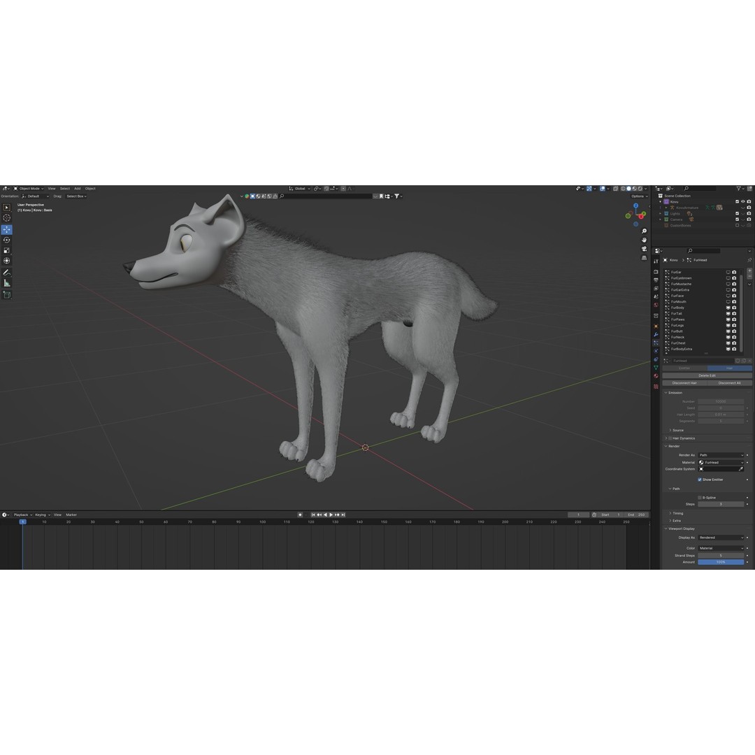 Kovu Wolf 3D Model – Rigged Character with Fur, Blender, FBX, OBJ - View 64