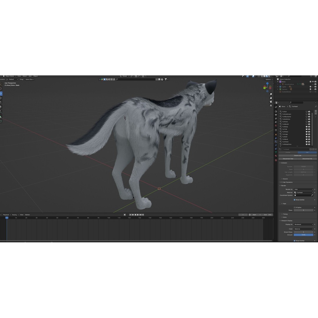 Kovu Wolf 3D Model – Rigged Character with Fur, Blender, FBX, OBJ - View 65