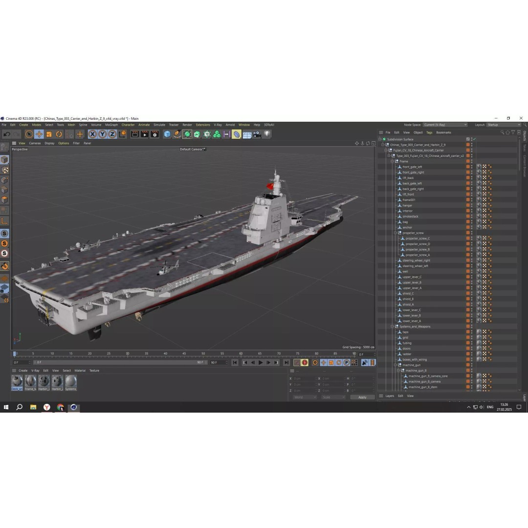 Chinese Type 003 Aircraft Carrier 3D Model – PBR Military Vessel, FBX