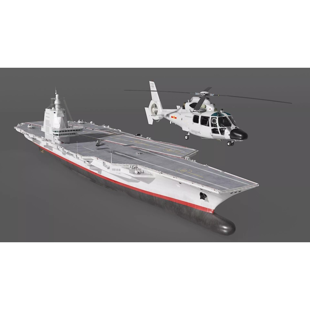 Chinese Type 003 Aircraft Carrier 3D Model – PBR Military Vessel, FBX - View 2