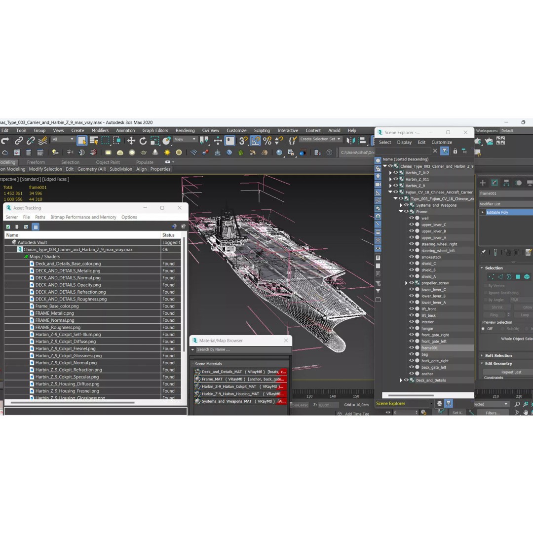 Chinese Type 003 Aircraft Carrier 3D Model – PBR Military Vessel, FBX - View 22