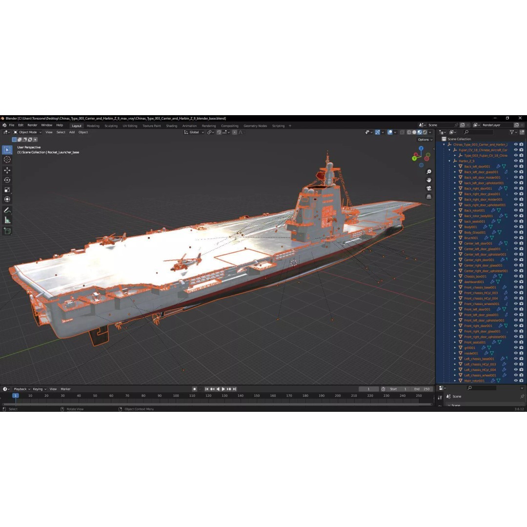 Chinese Type 003 Aircraft Carrier 3D Model – PBR Military Vessel, FBX - View 27