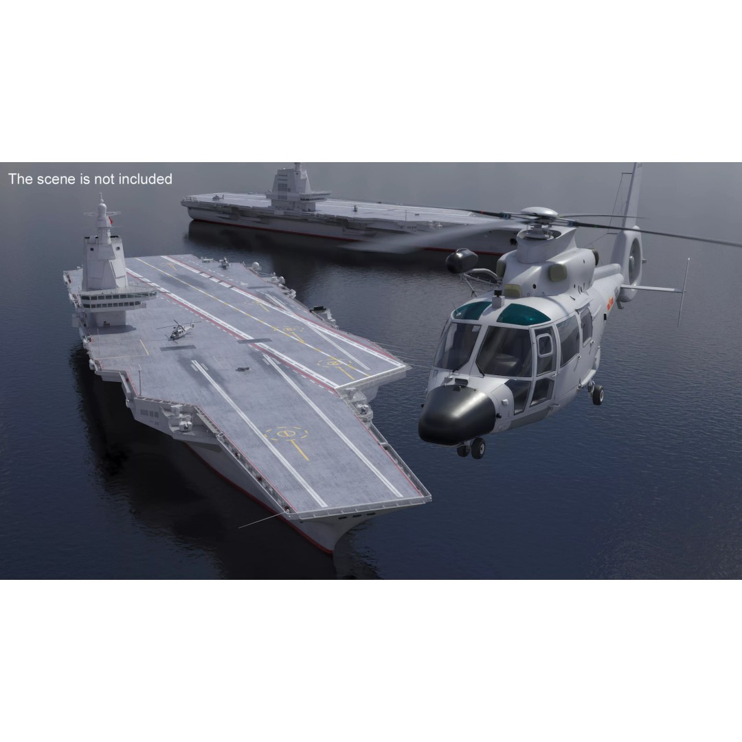 Chinese Type 003 Aircraft Carrier 3D Model – PBR Military Vessel, FBX - View 3