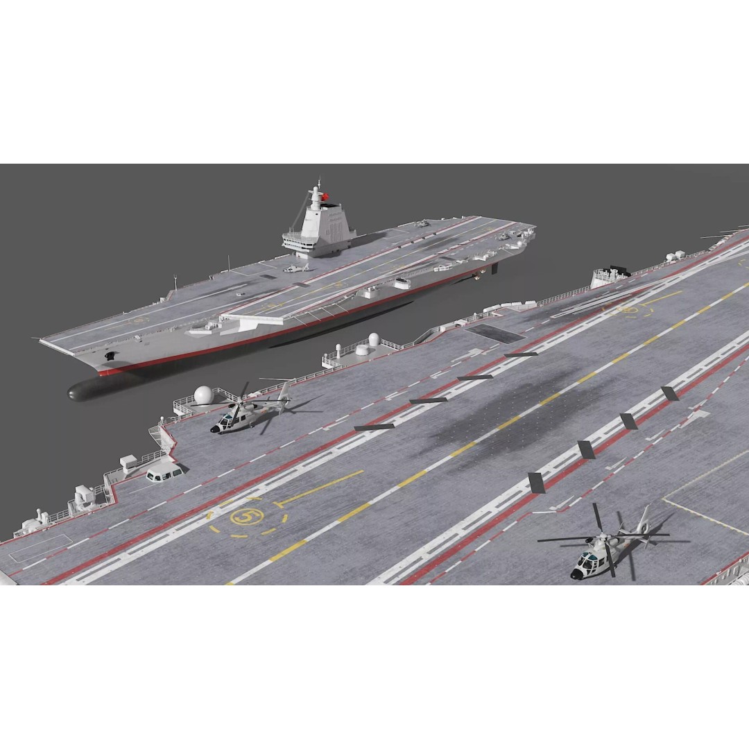 Chinese Type 003 Aircraft Carrier 3D Model – PBR Military Vessel, FBX - View 5