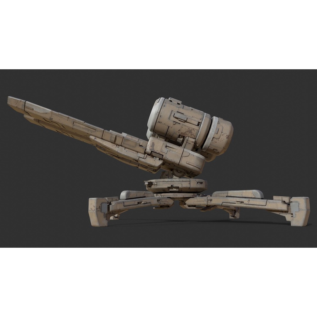 Futuristic Weapon 3D Model – High Poly PBR Asset, OBJ & FBX Formats - View 3