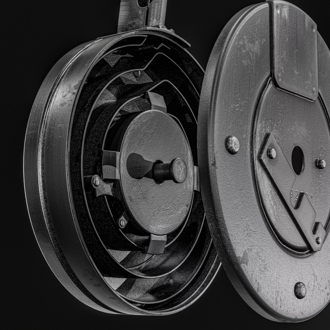 Drum Magazine 3D Model – Low Poly PBR Game Asset, FBX, OBJ - View 15