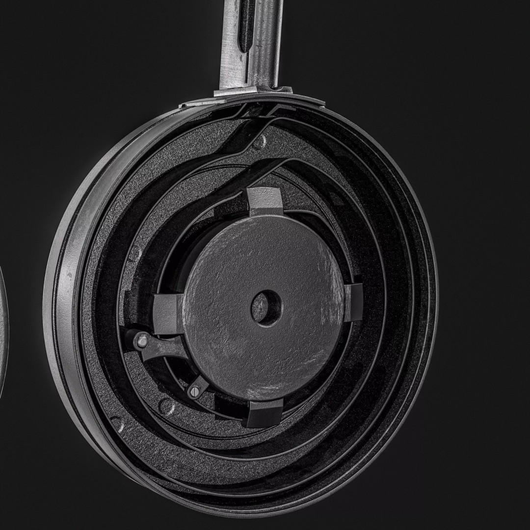 Drum Magazine 3D Model – Low Poly PBR Game Asset, FBX, OBJ - View 18