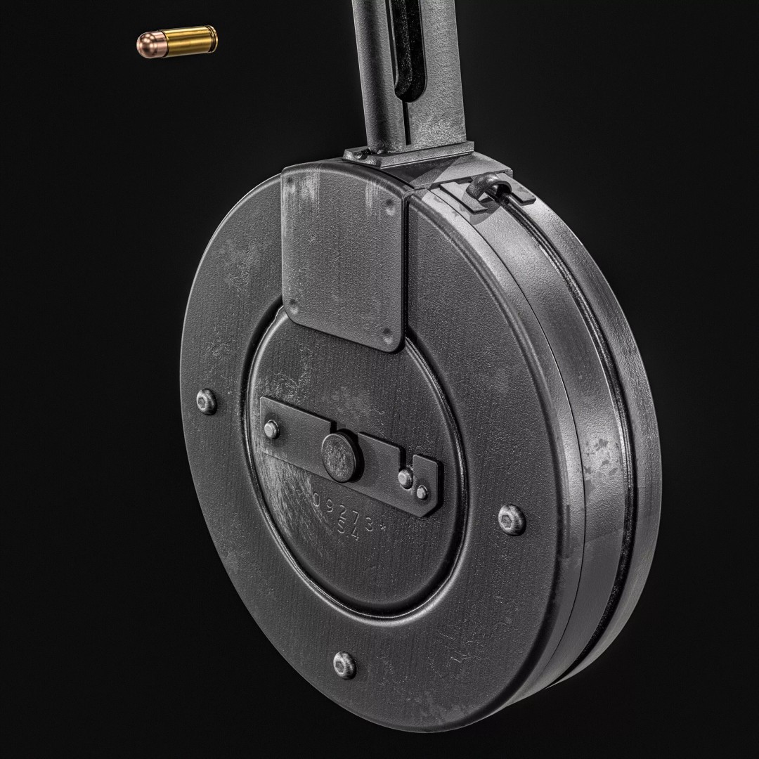 Drum Magazine 3D Model – Low Poly PBR Game Asset, FBX, OBJ - View 19