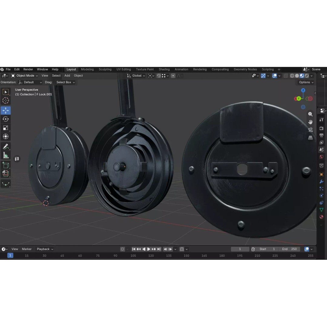 Drum Magazine 3D Model – Low Poly PBR Game Asset, FBX, OBJ - View 26