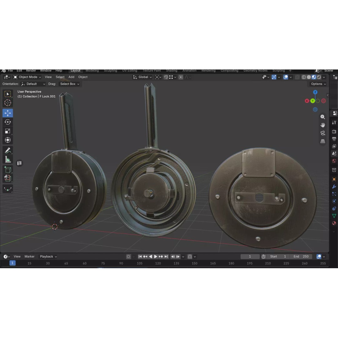 Drum Magazine 3D Model – Low Poly PBR Game Asset, FBX, OBJ - View 28
