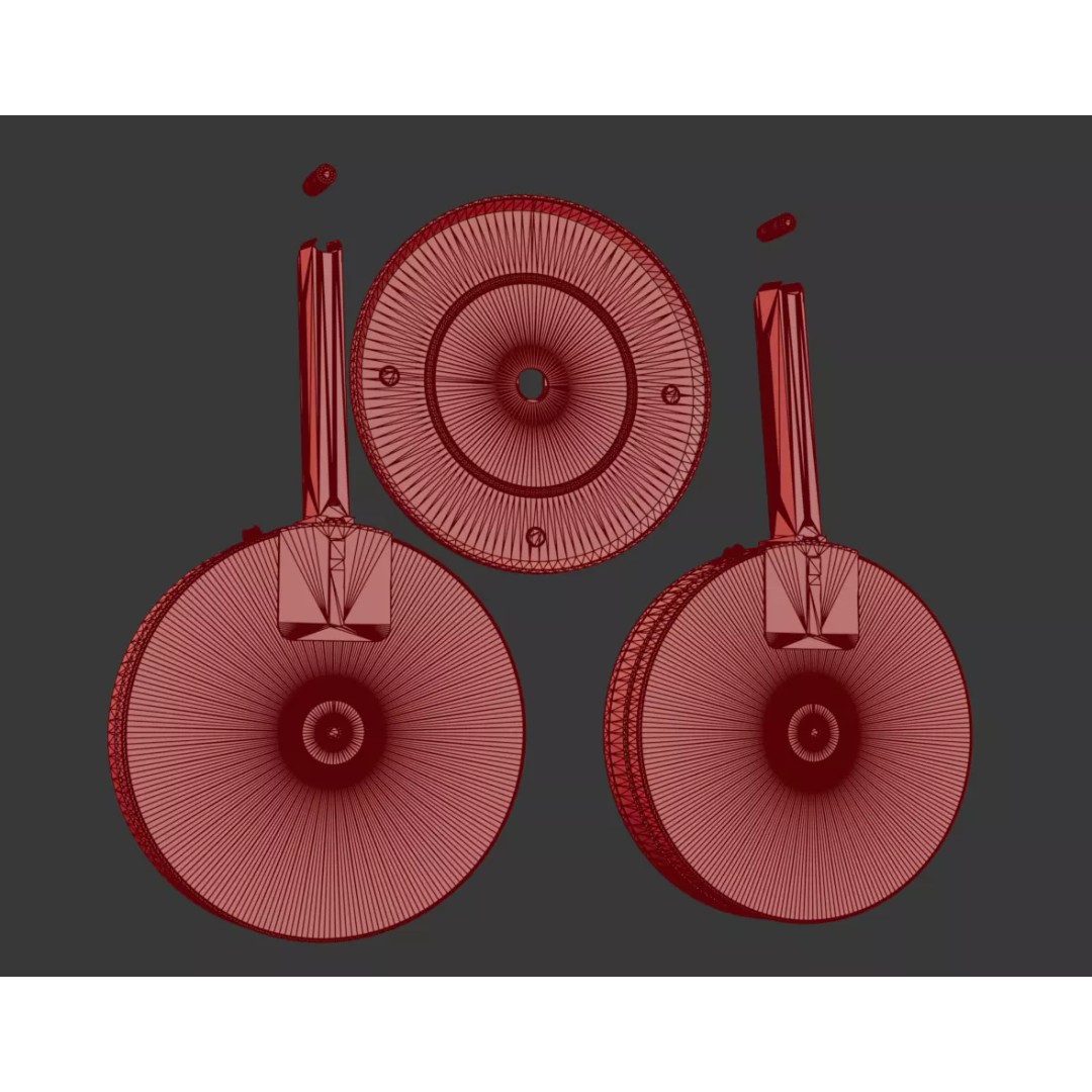 Drum Magazine 3D Model – Low Poly PBR Game Asset, FBX, OBJ - View 29