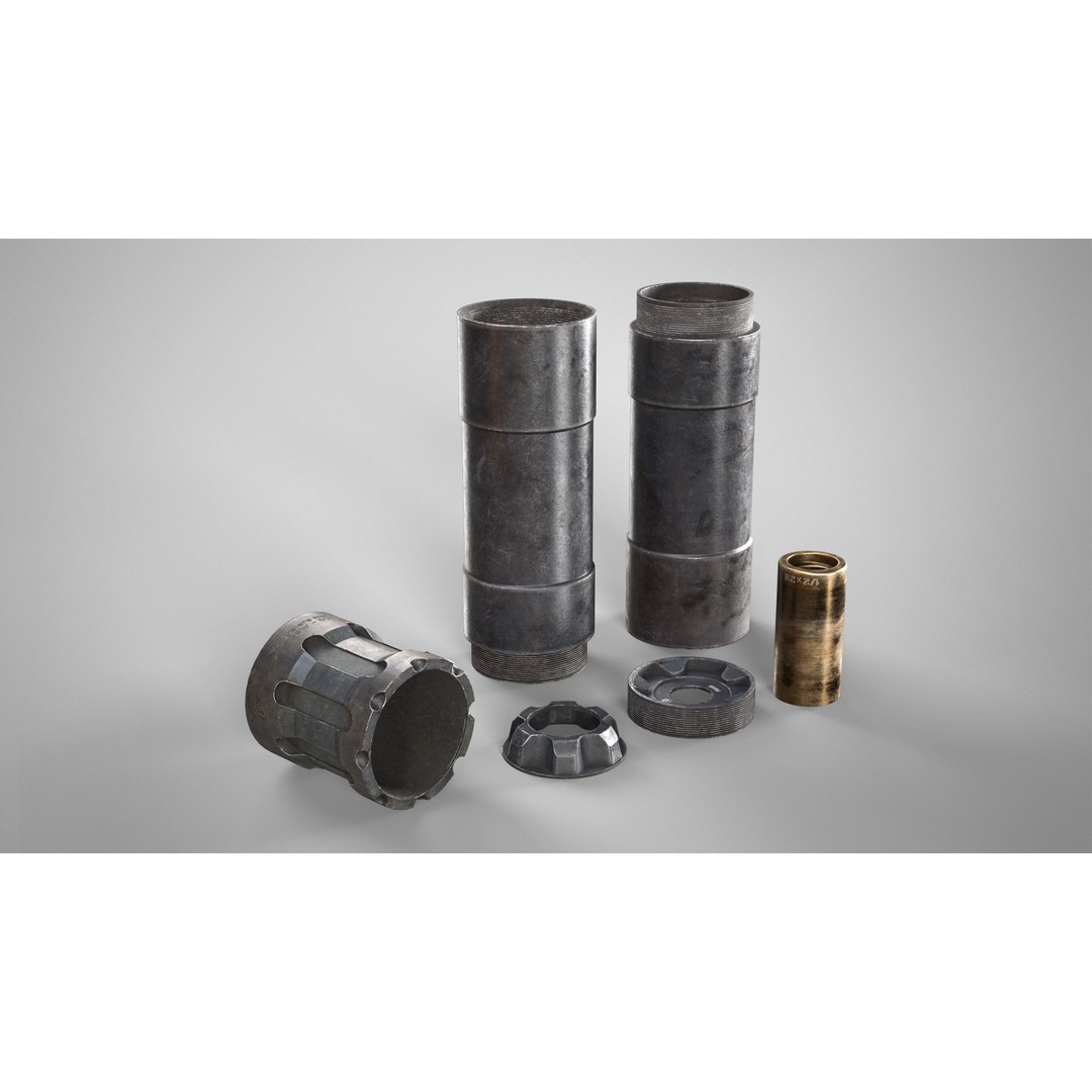 Rugged Obsidian Silencer 3D Model – Low Poly PBR Game Asset, FBX, OBJ - View 15